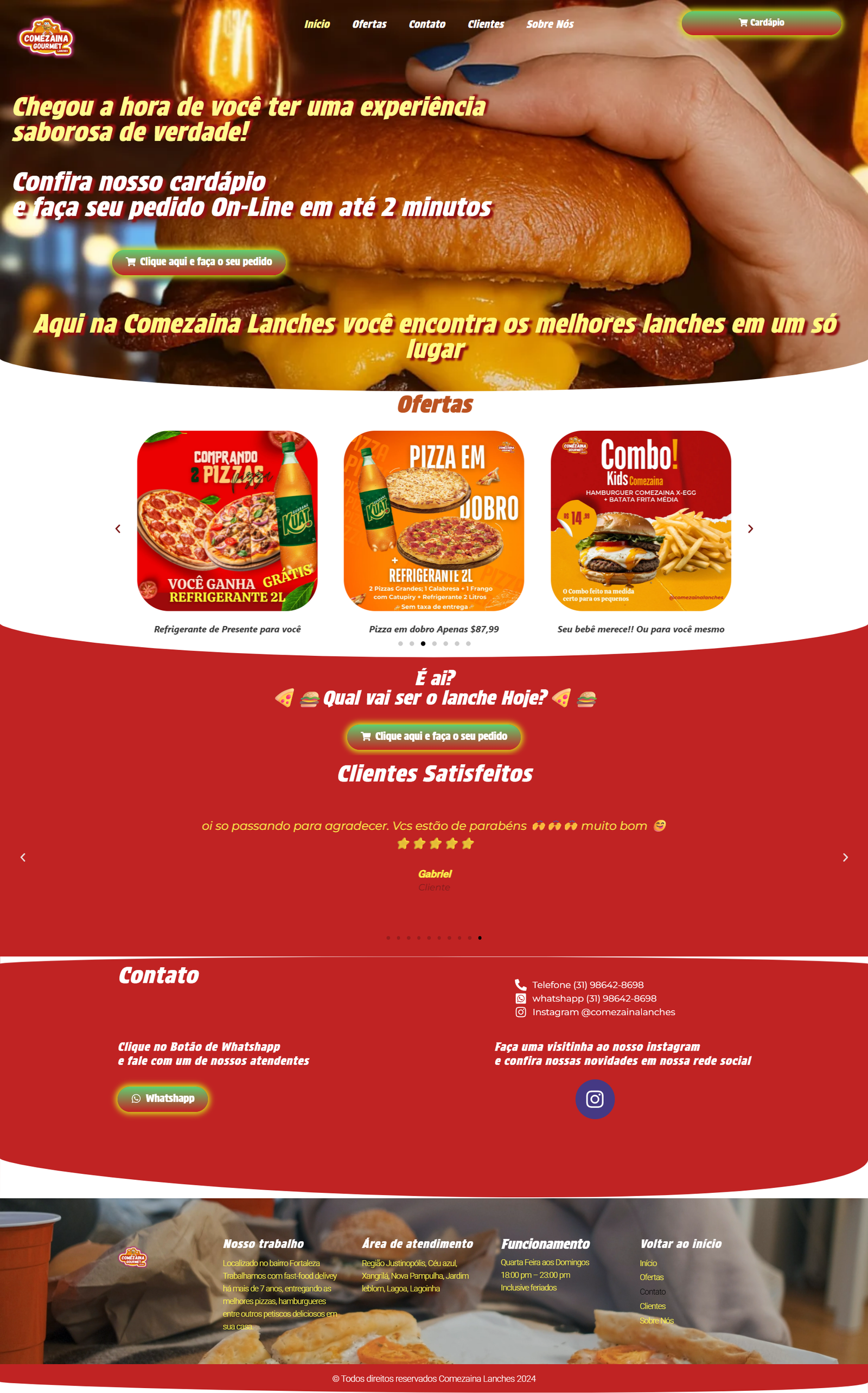 Sites para hamburguerias e pizzarias